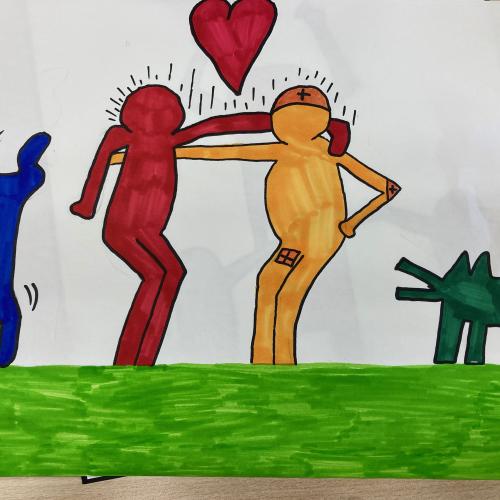 Gegen die Gewalt- nach Keith Haring